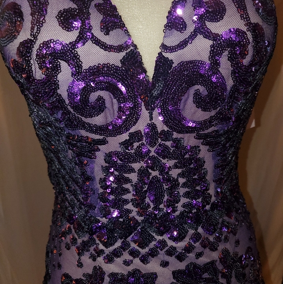 Gorgeous Purple Sequin, Floor-length, Designer Gown - Picture 2 of 9